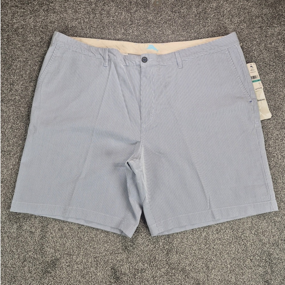 NWT Tommy Bahama Menorca Stripe Shorts Mens 46 Blue White Stretch Chino